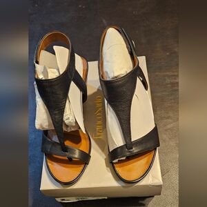 Franco Suarto Womens 7.5 Black Dori Wedge Sandal
